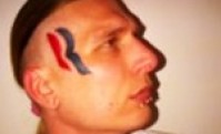 Eric Hartsburg Tattoos Mitt Romney Logo Onto Forehead